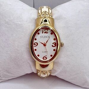 Vintage Studio Time Gold Art Deco Bangle Watch | Singapore Movement